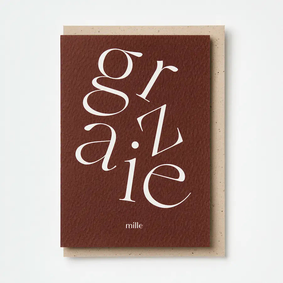 Russet Serif Grazie Mille Thank You Card