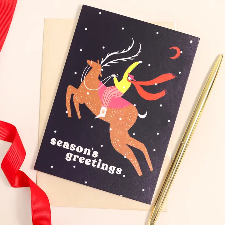 Seasons Greetings Cowboy Christmas Card