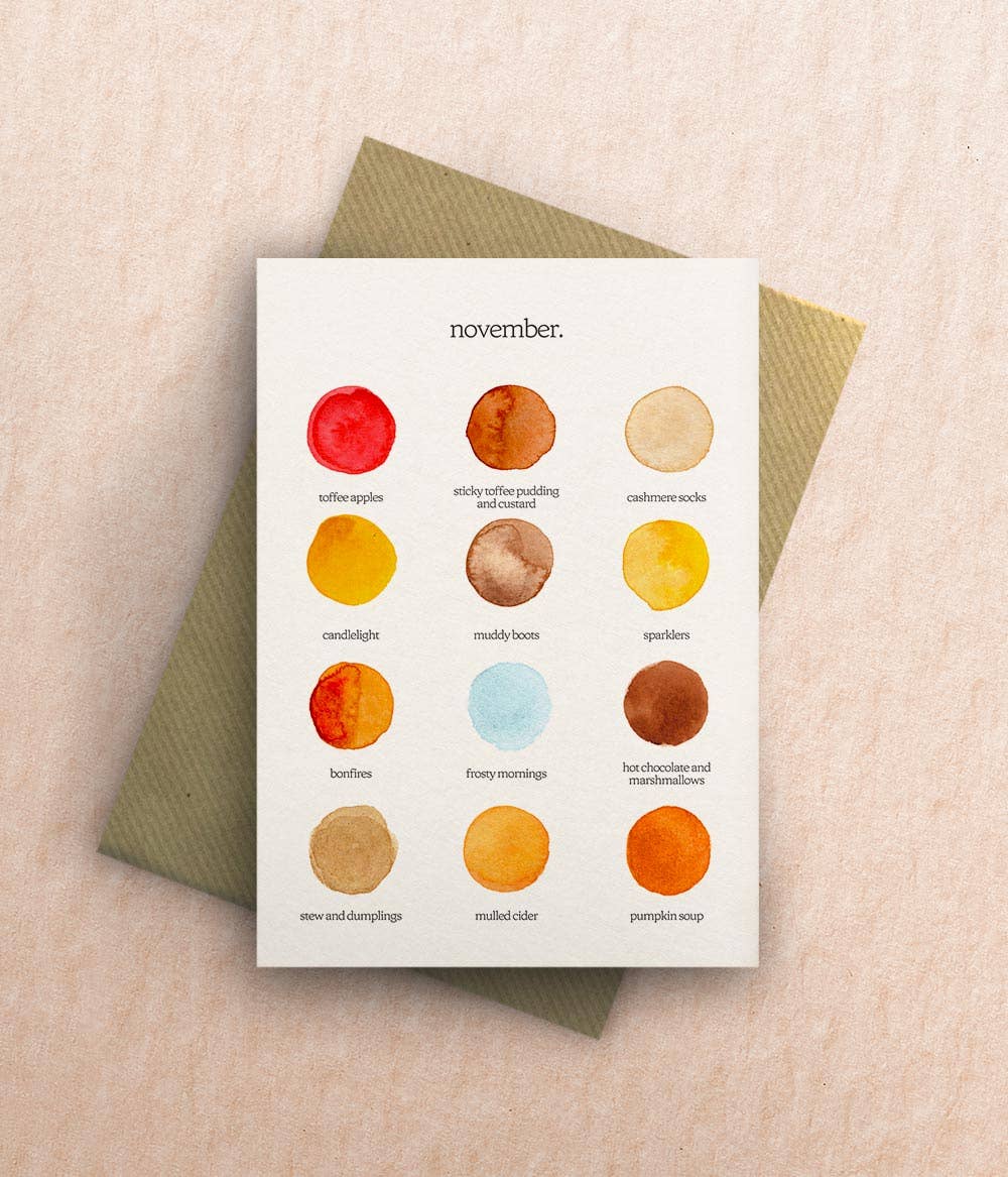 The Colours of November Greetings Card