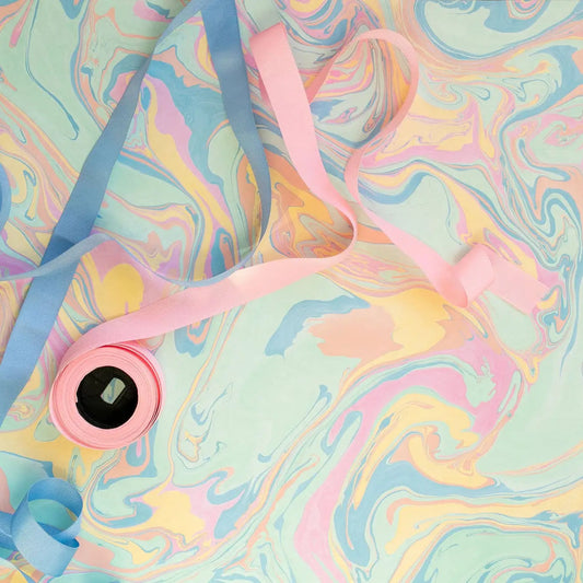 Hand Marbled Pastel Punch Gift Wrap