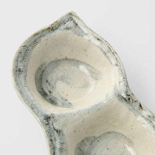 Blue & White Triple Pod Sauce Dish