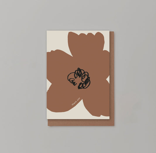 Thank You - Brown Flower Card