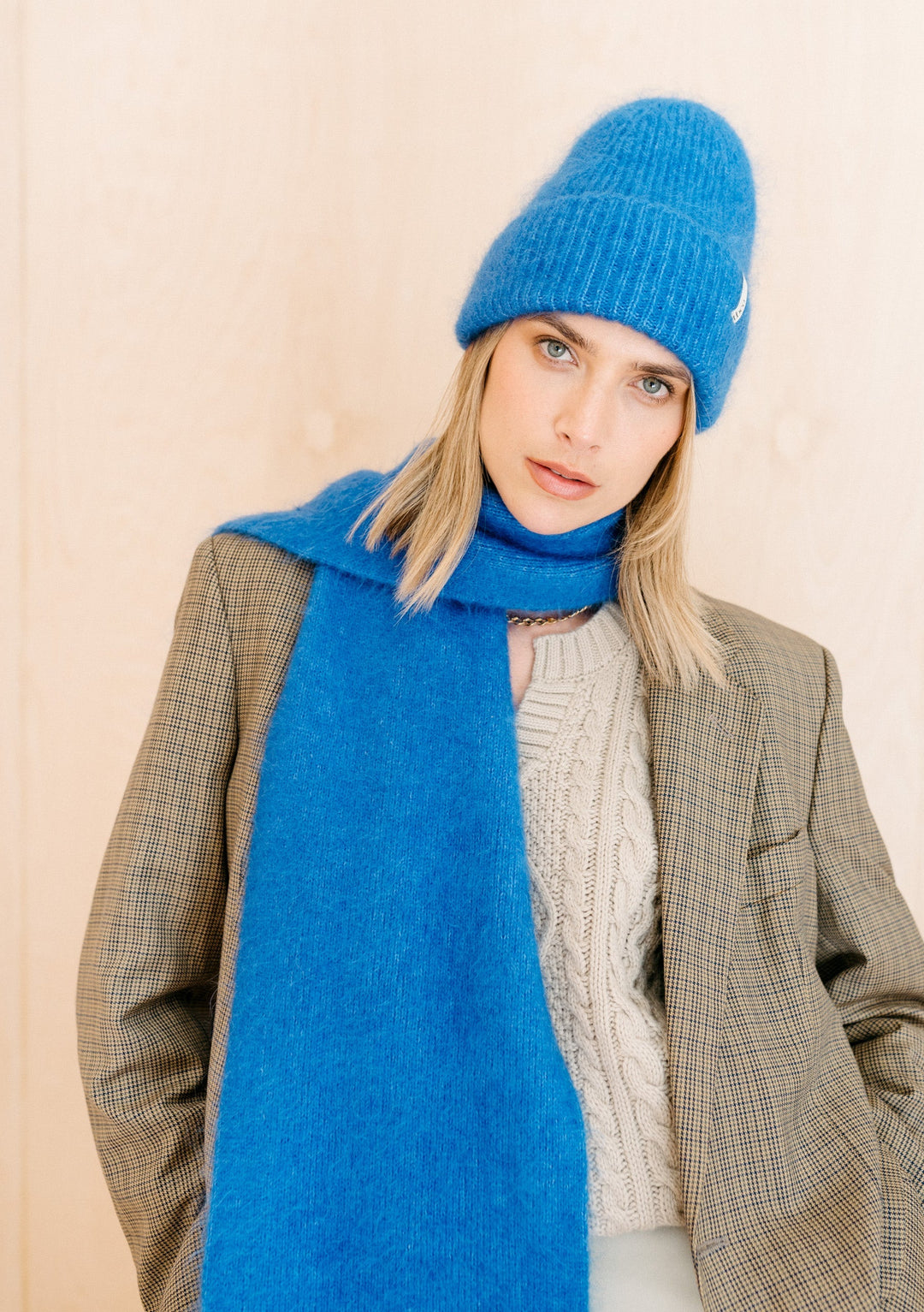 Mohair & Wool Beanie - Blue