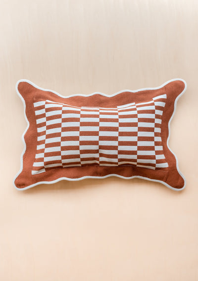 Checkerboard Cushion Cover - Rust
