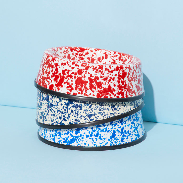 Splatter Pet Bowl - Navy & Cream
