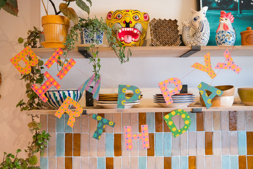 Bright Happy Birthday Sewn Garland
