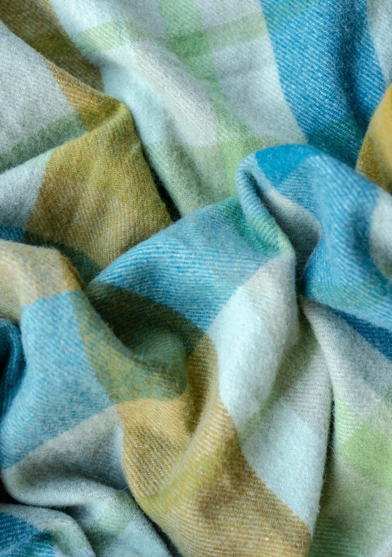 Recycled Wool Blanket - Teal Patchwork Check
