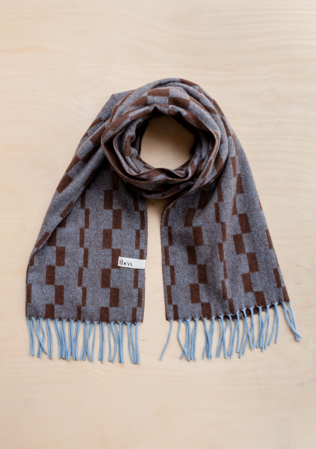 Lambswool Oversized Scarf - Blue Checker