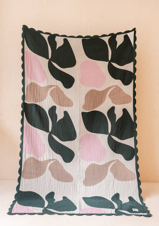 Reversible Cotton Throw - Green Abstract