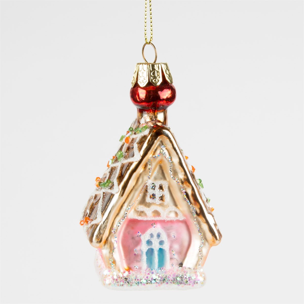 Pink Gingerbread House Bauble