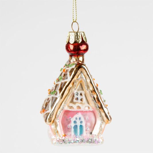 Pink Gingerbread House Bauble