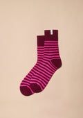 TBCo Merino Socks in Burgundy & Pink Stripe
