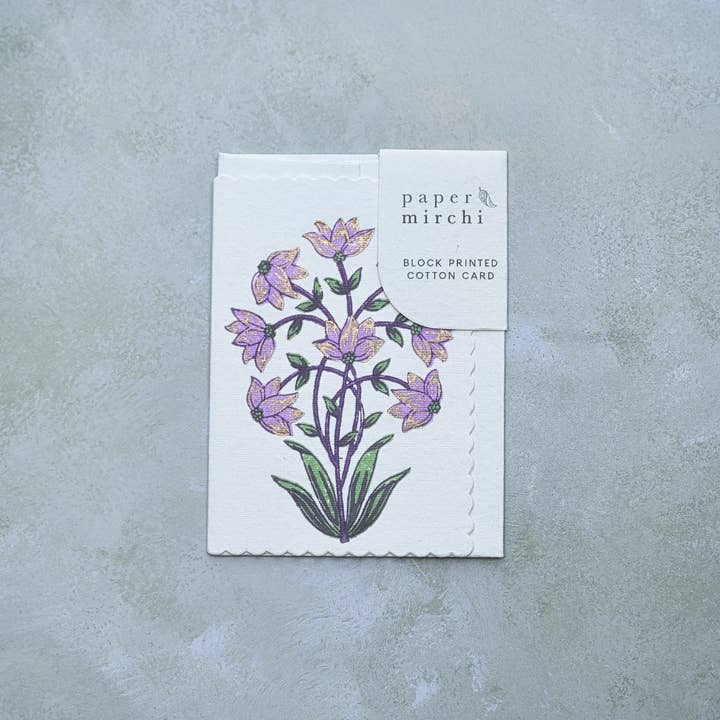 Champaca Lilac Bloc Printed Flower Card