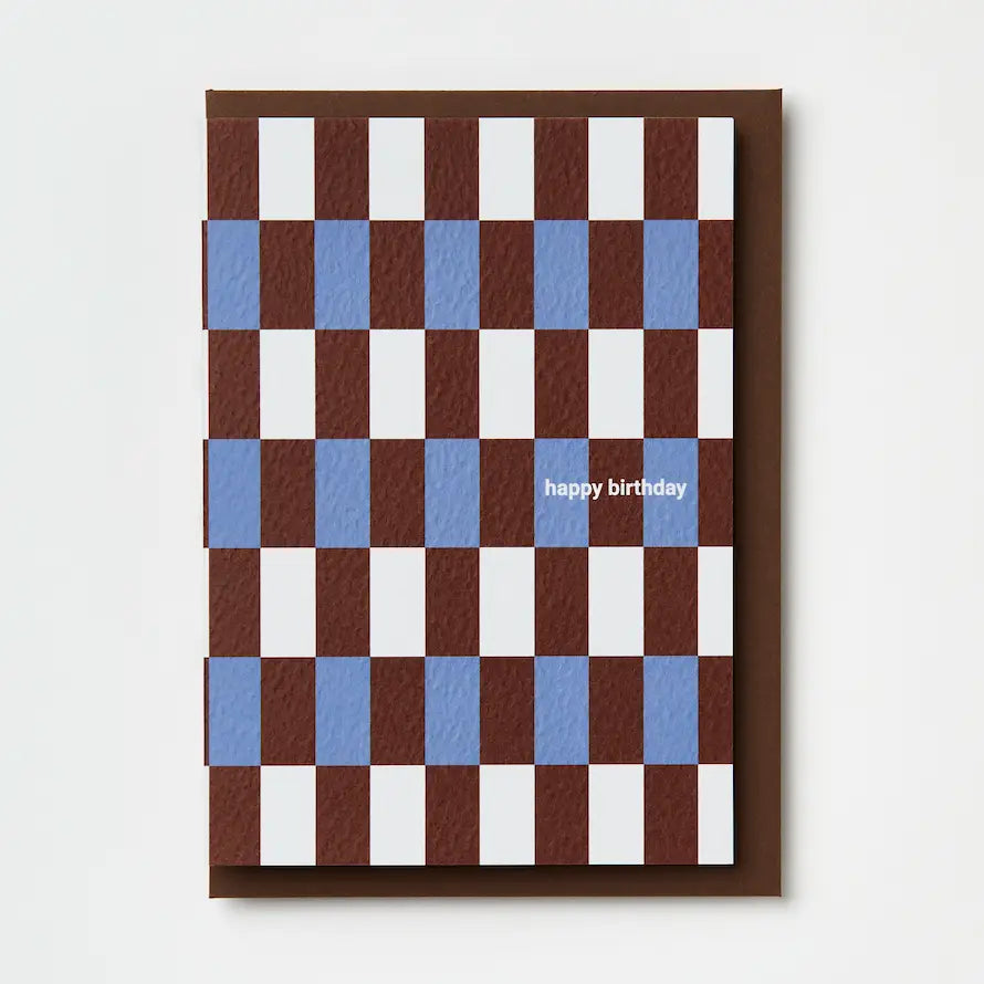 Happy Birthday Blue & Burgundy Brugge Tile Card