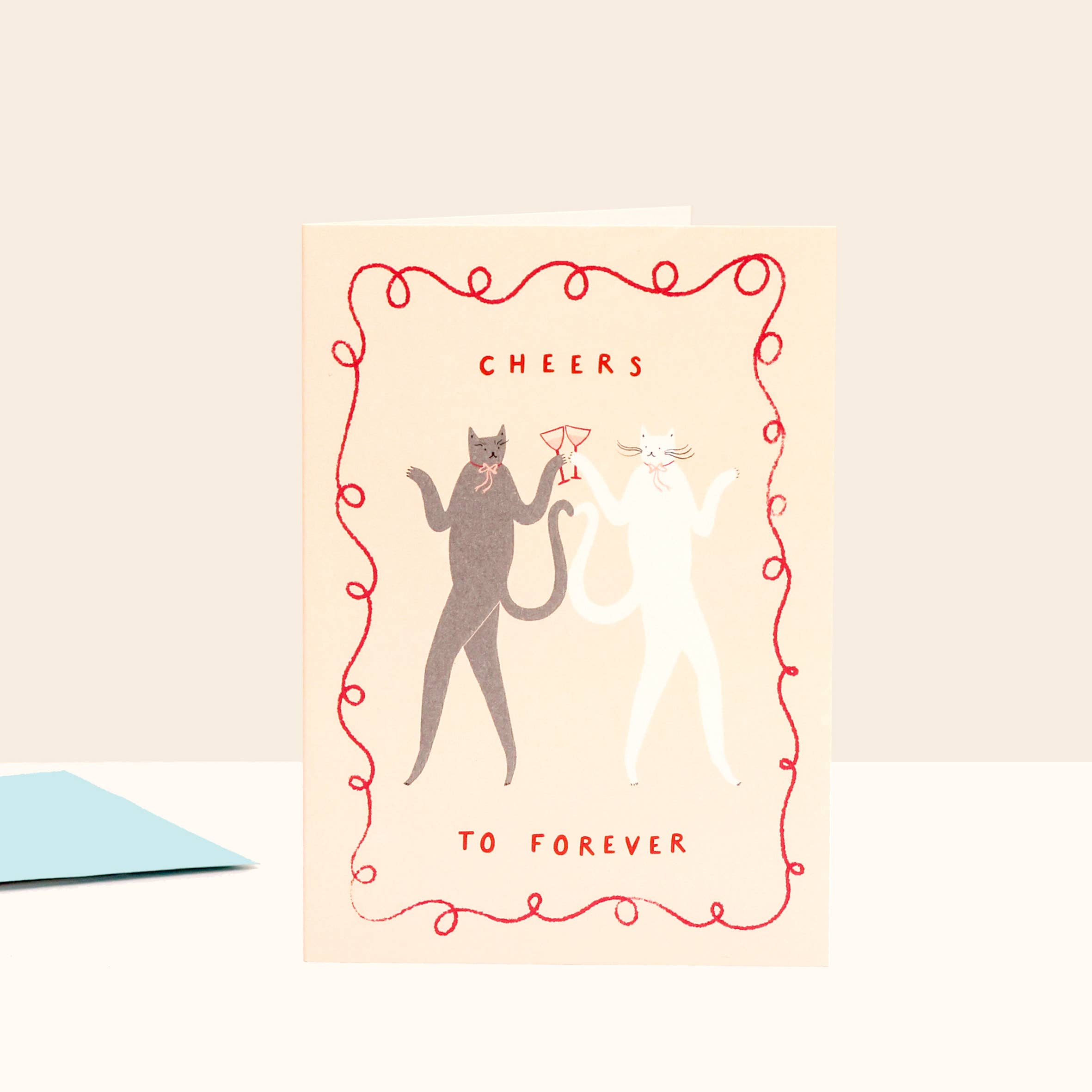 Cheers To Forever Cats Wedding Card