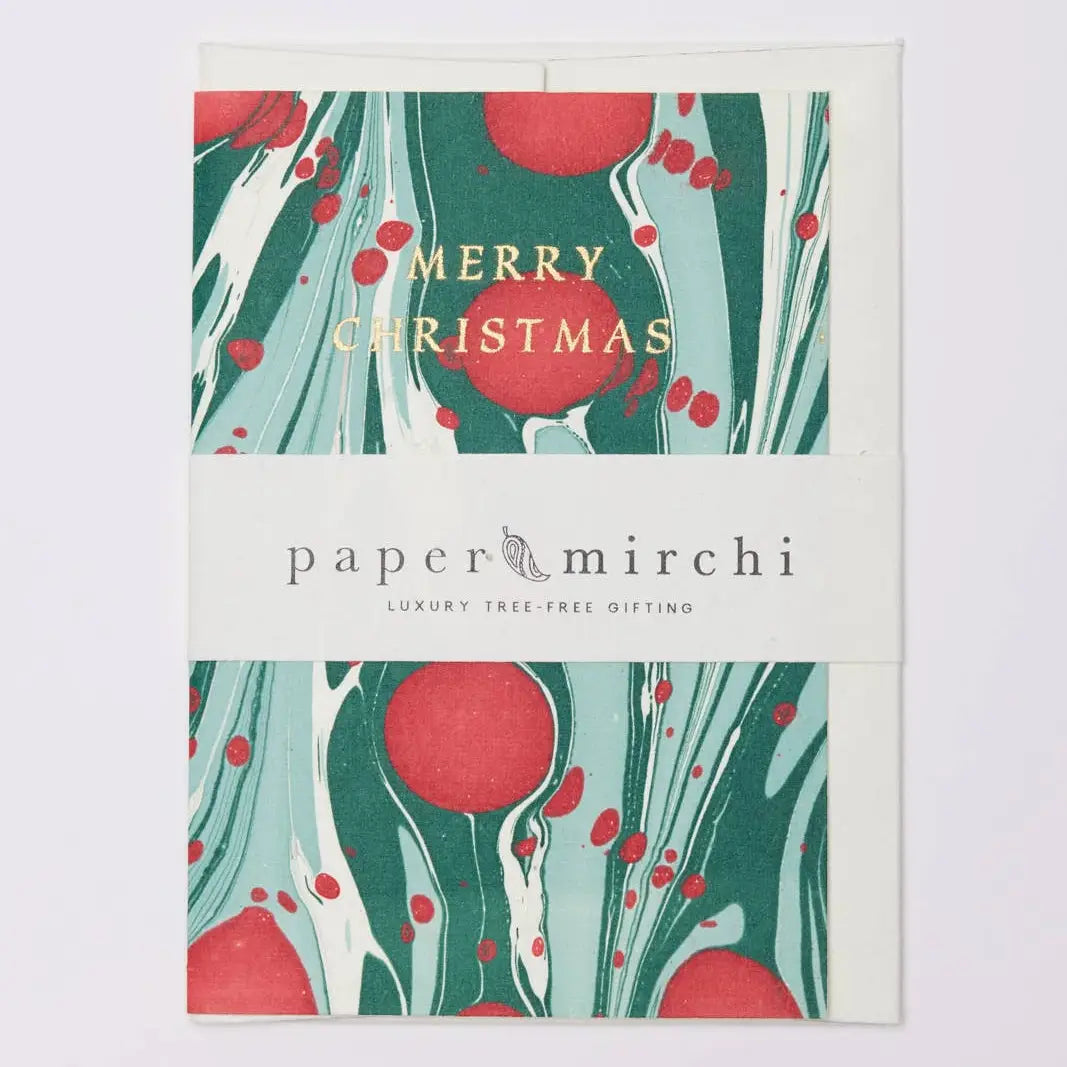 Hand Marbled Merry Christmas Card