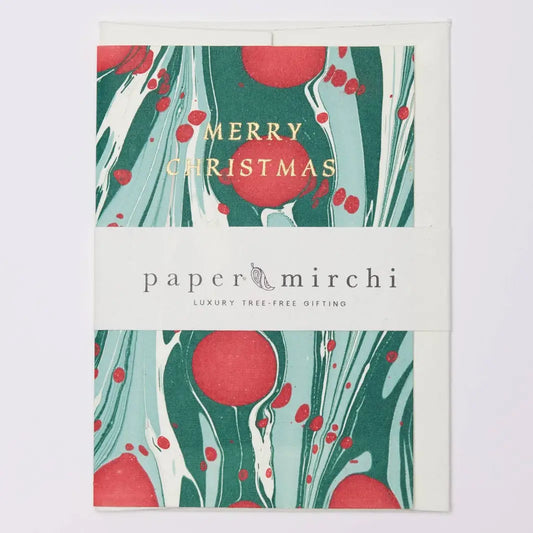 Hand Marbled Merry Christmas Card