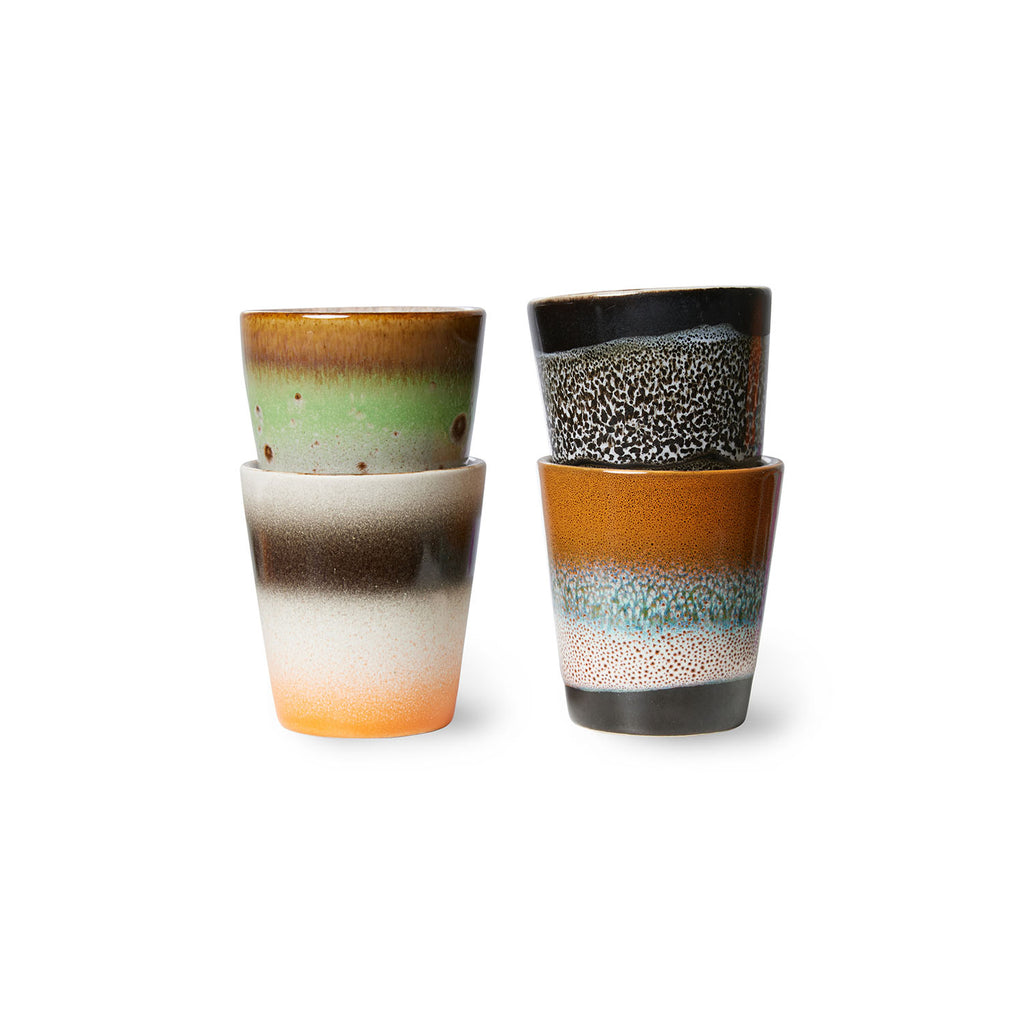 HKLIVING 70s Ceramic Ristretto Mugs - Good Vibes (Set of 4)
