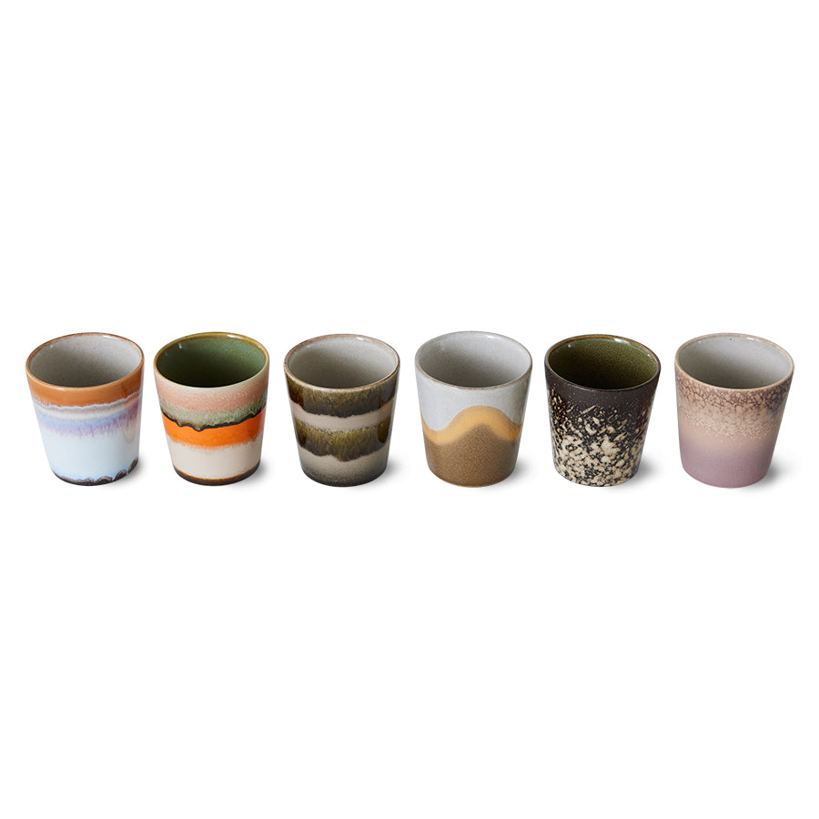 HKliving 70s Ceramics Coffee Mug - Elements (Set of 6)