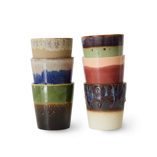 HKliving 70s Ceramic Coffee Mugs - Grounding (Set of 6)
