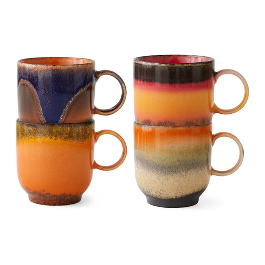 HKliving 70s Ceramic Coffee Mugs - Brazil (Set of 4)