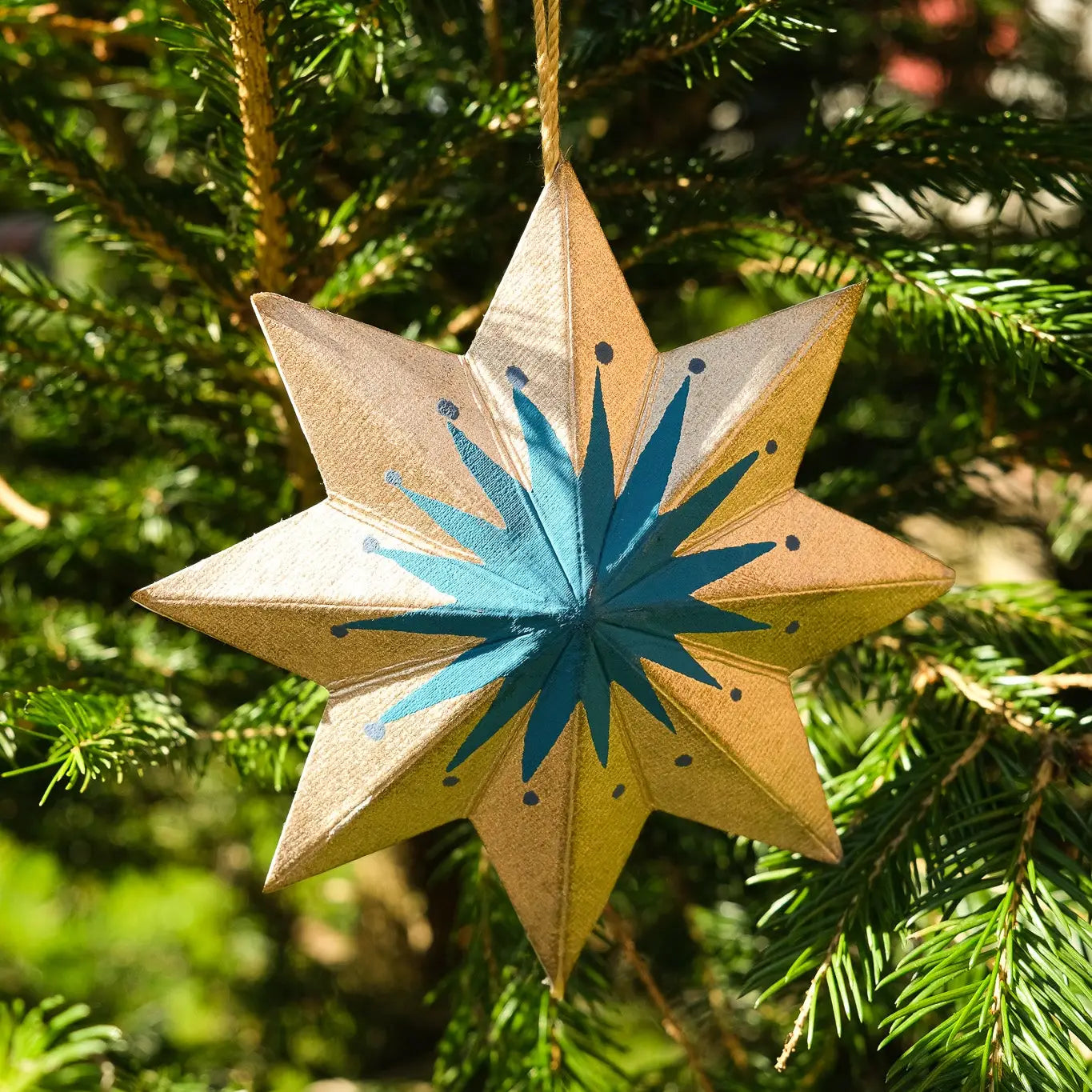 Golden Star Screen Printed Bauble