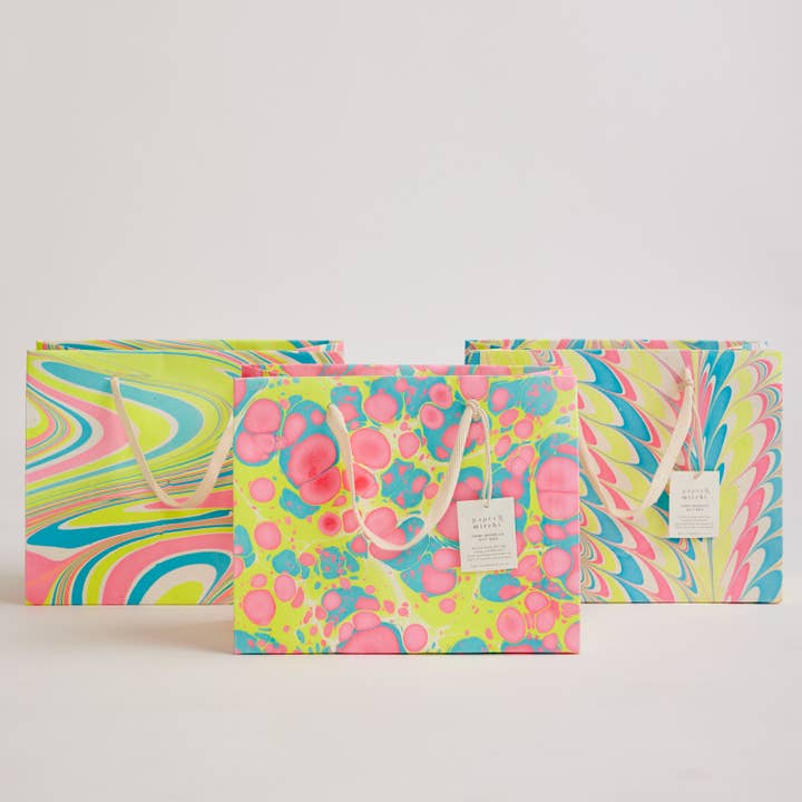 Neon Hand Marbled Gift Bags
