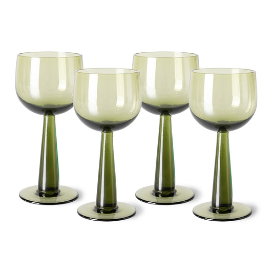 HKliving The Emeralds Olive Wine Glasses (Set of 4)