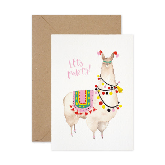 Lets Party Alpaca Card