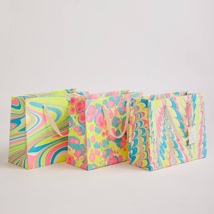 Neon Hand Marbled Gift Bags