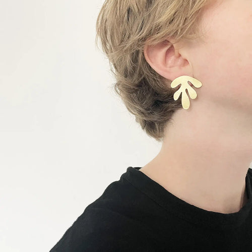 Brass Seaweed Earring Set