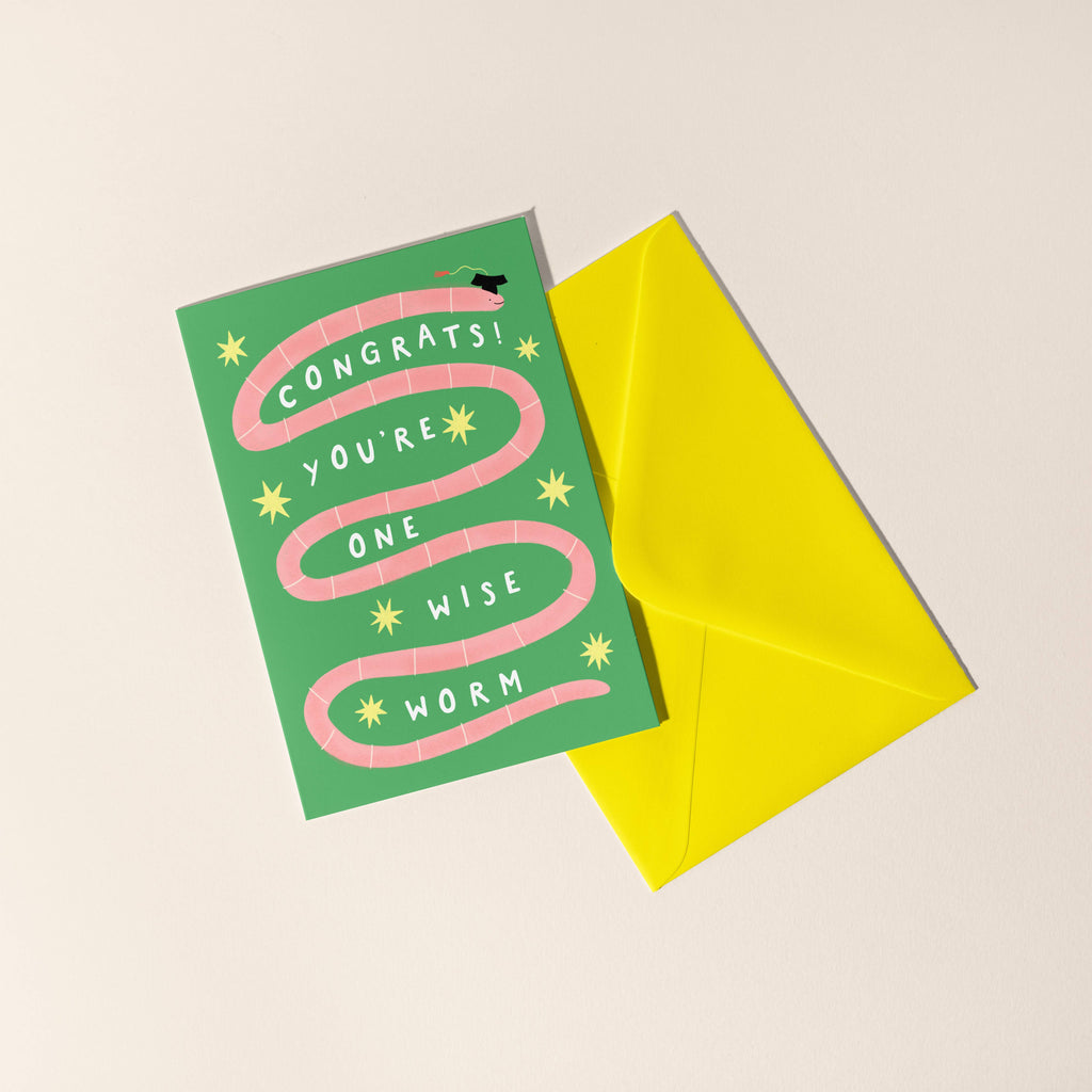 Wise Worm Graduation Card