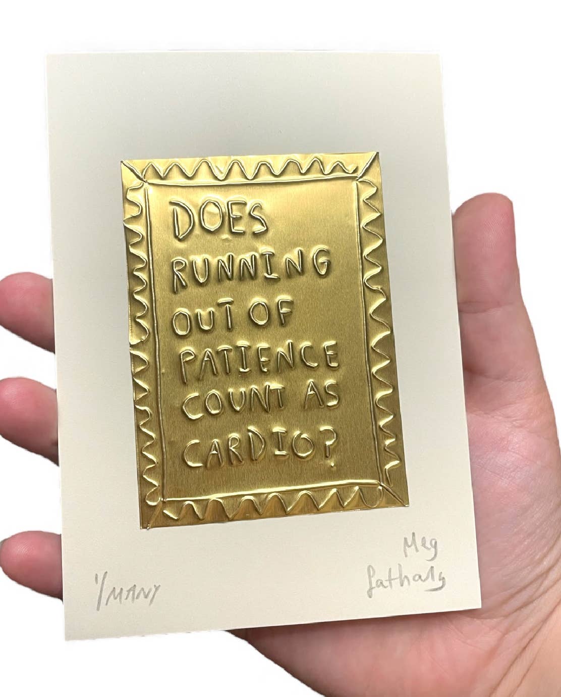 Does Running Out Of Patience Count As Cardio Tin Embossed Art