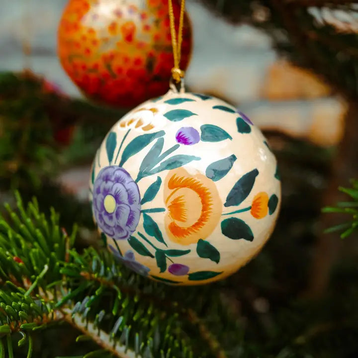 Paper Mâché Flower Baubles