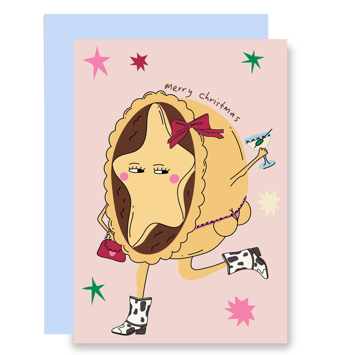 Mince Pie In Boots Christmas Card