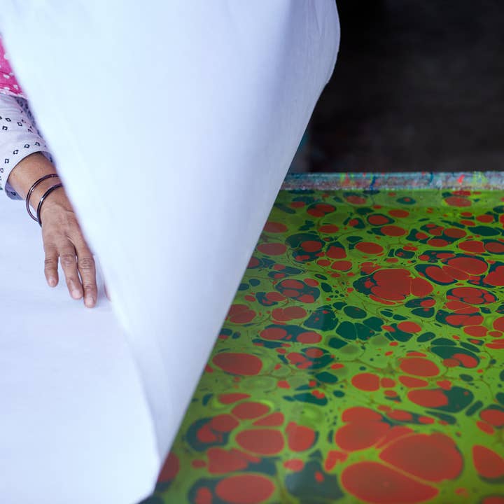 Neon Stone Hand Marbled Wrapping Paper