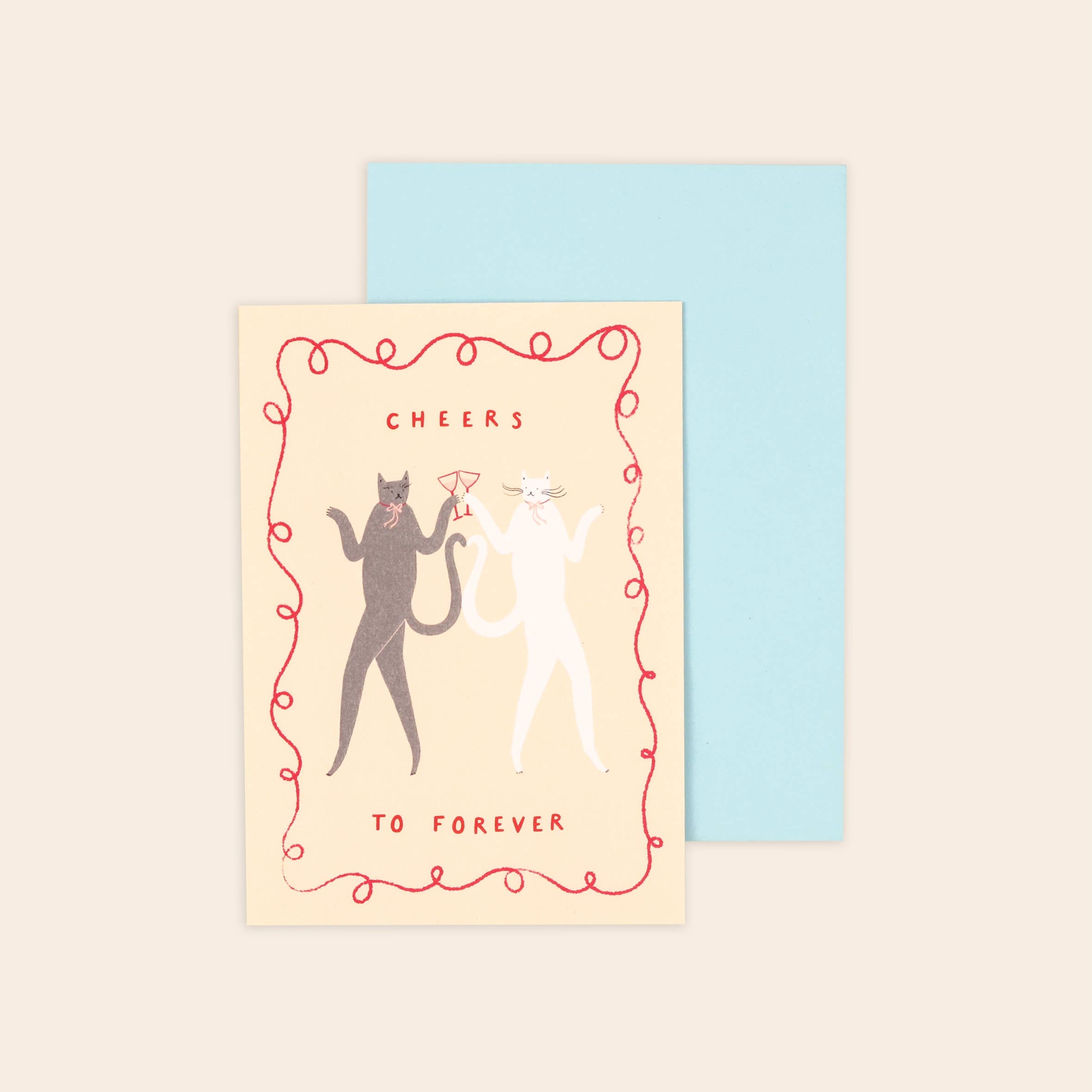 Cheers To Forever Cats Wedding Card