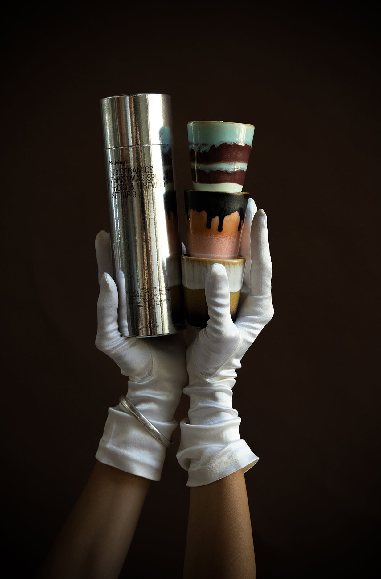 HKLIVING 70s Ceramics Christmas Candle Set of 3