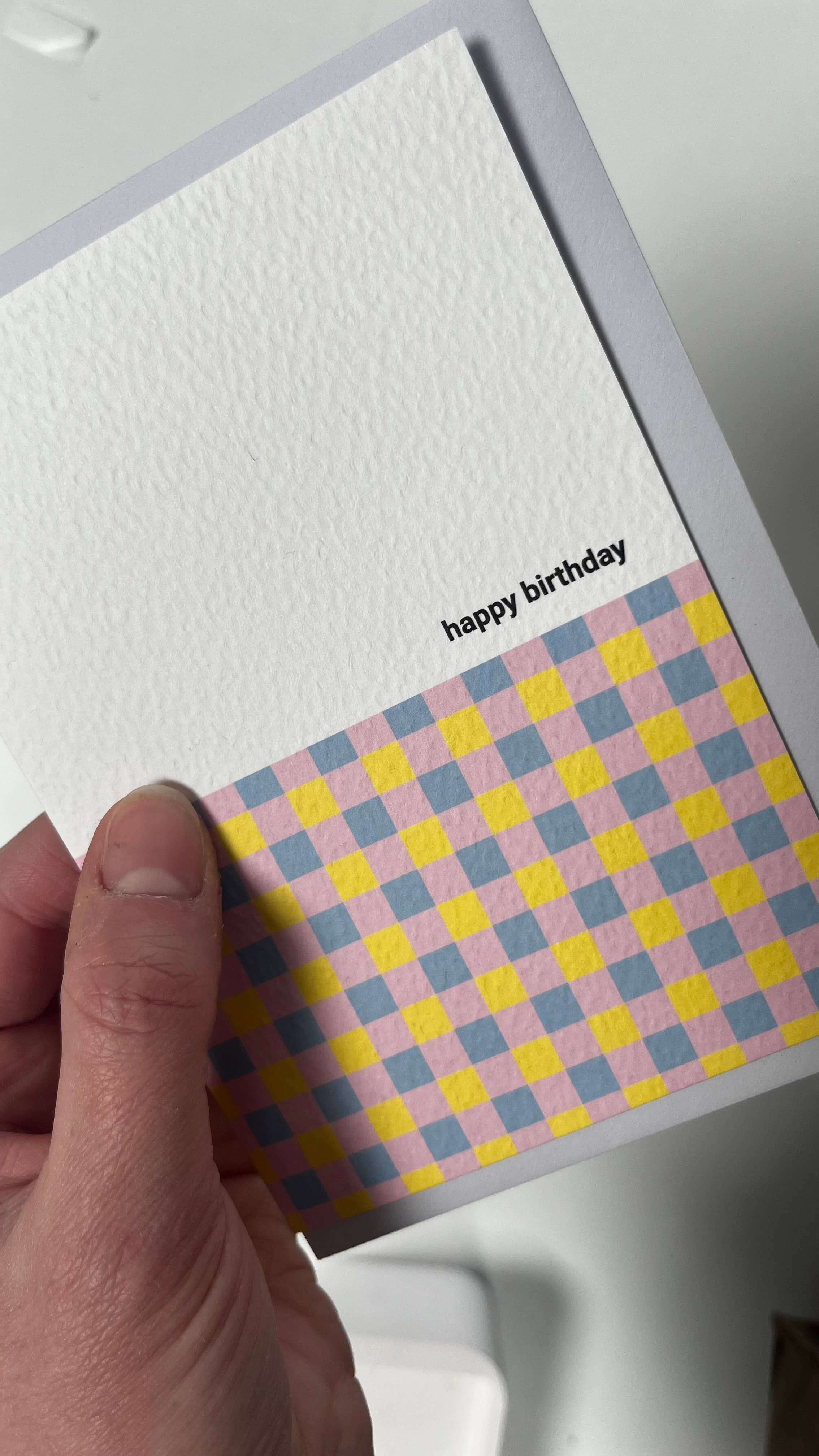 Spring Gingham Happy Birthday Card