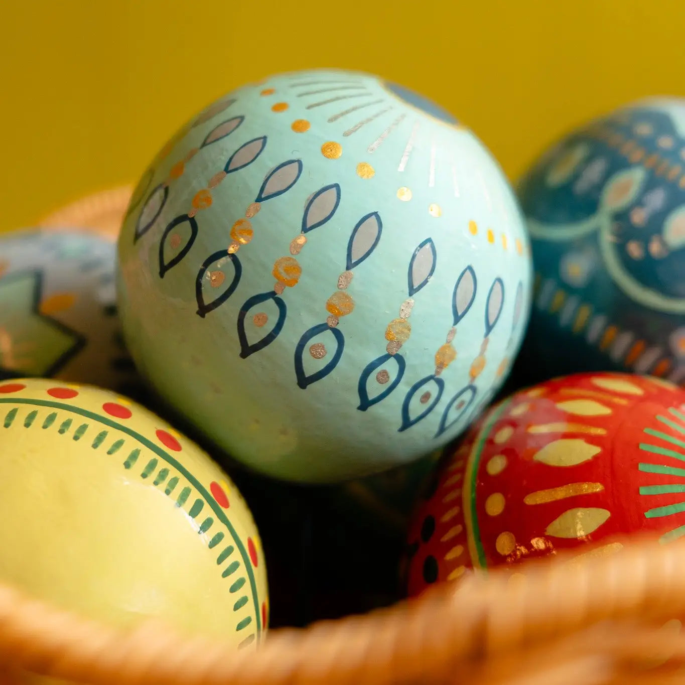 Frosty Blue Paper Mache Baubles - (Set of 3 in Gift Bag)