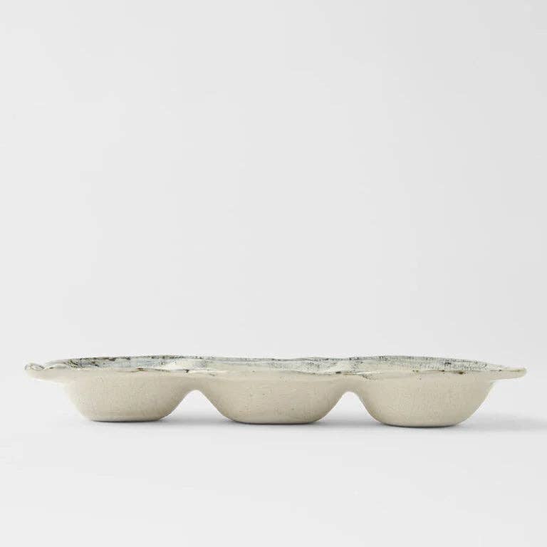 Blue & White Triple Pod Sauce Dish