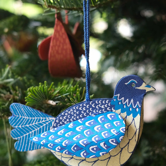 Blue Dove Screen Printed Bauble