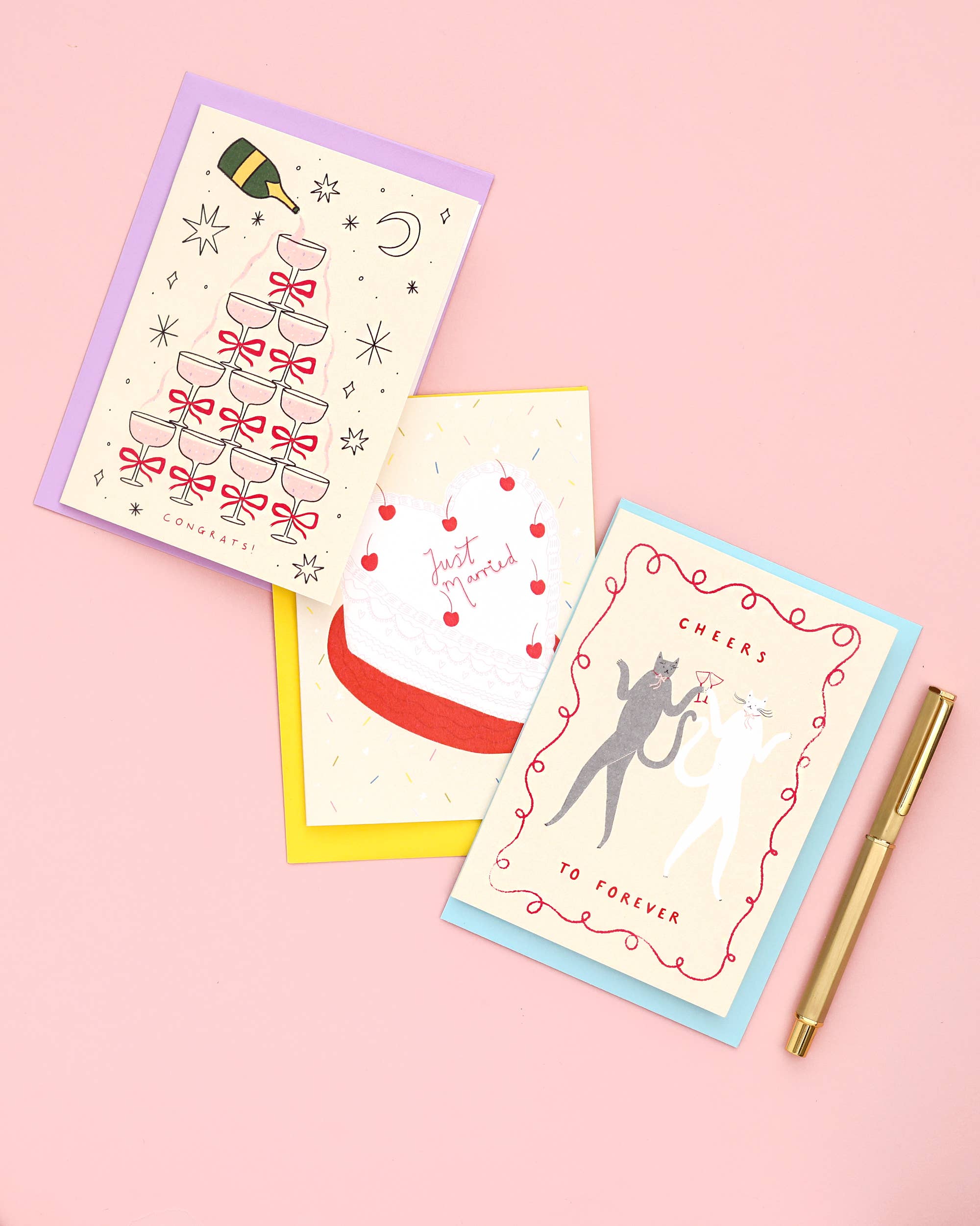 Cheers To Forever Cats Wedding Card