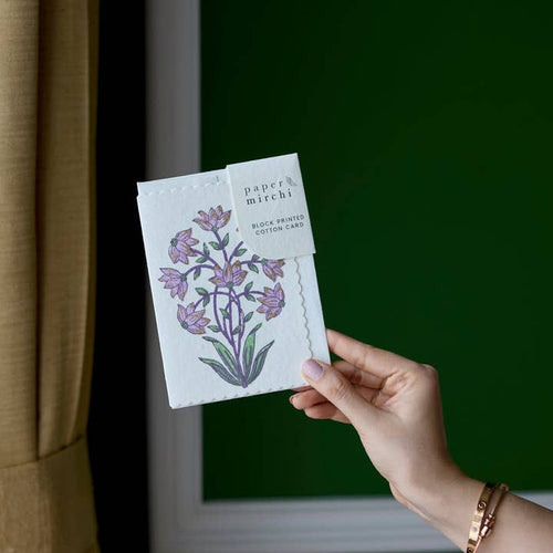Champaca Lilac Bloc Printed Flower Card
