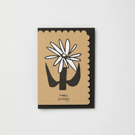 Happy Birthday Neutral Flower Card