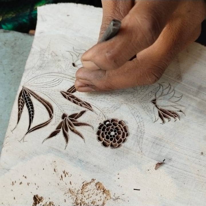 Kamal Coral Hand Printed Greetings Card