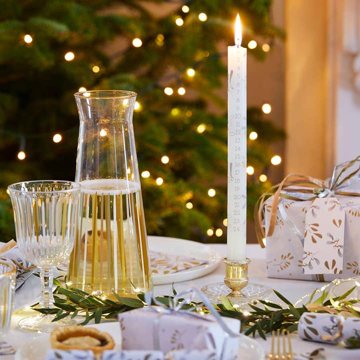 Mistletoe Christmas Advent Taper Candle