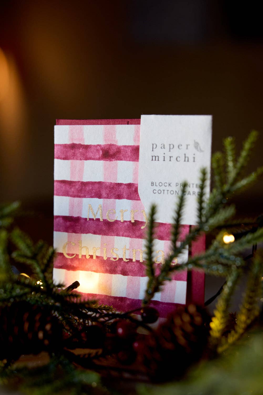 Merry Christmas Pink Gingham Card