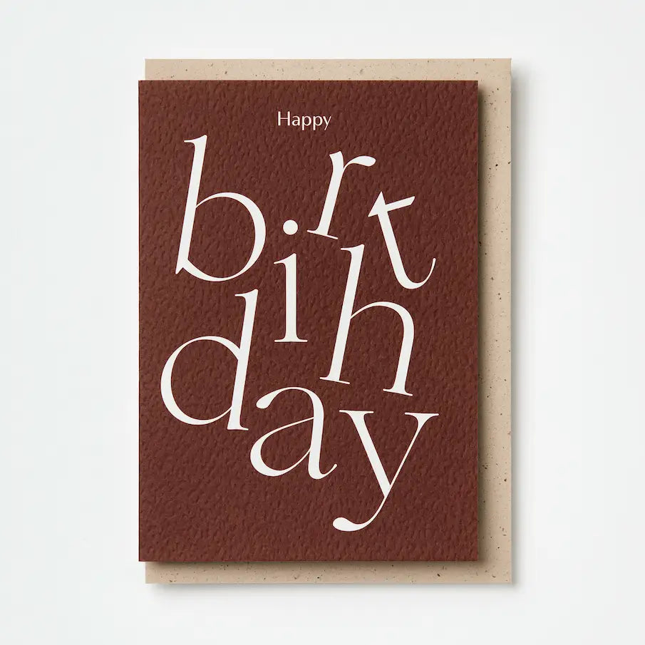 Happy Birthday Serif Type Card - Burgundy