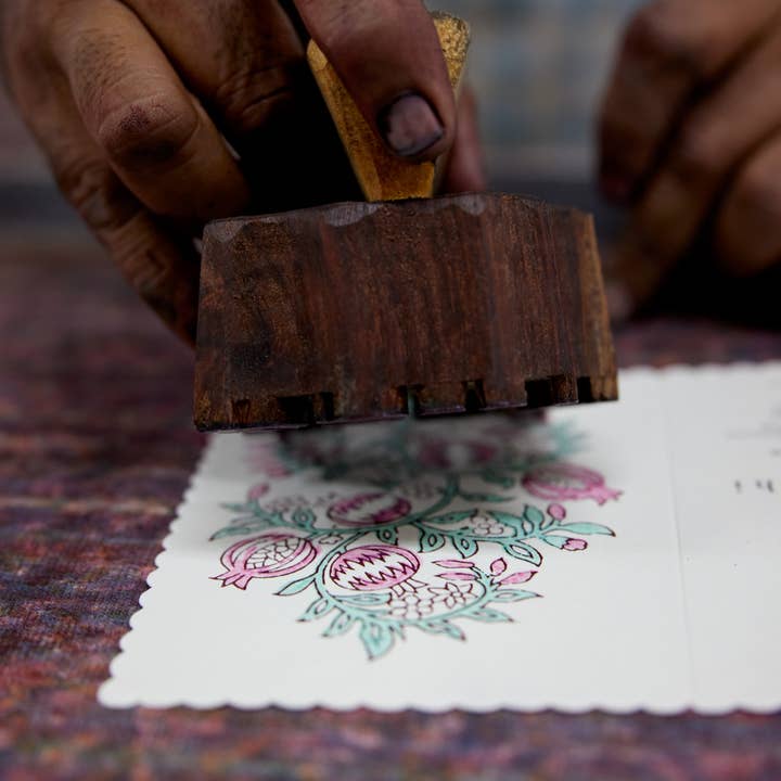 Anaar Mint Rose Hand Printed Greeting Card